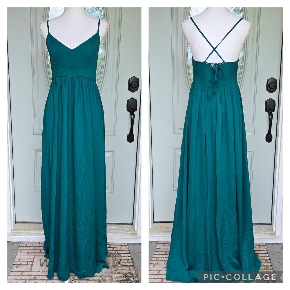 J Crew Drapey Spaghetti Strap Dress Green